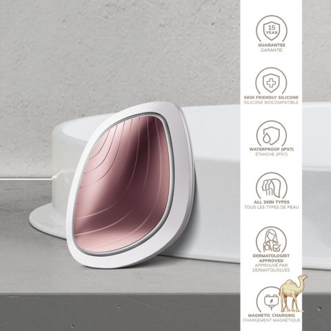 Ультразвуковая маска 9в1 с функцией нагрева, охлаждения и LED-светотерапией, жемчужно-белый